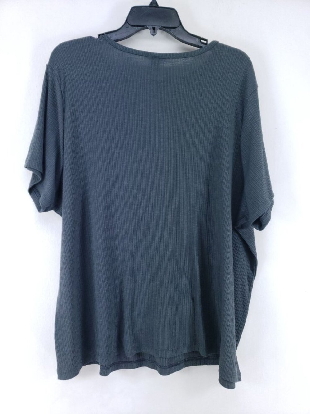 2 Old Navy Luxe Womens 2X Ribbed Knit Top Short Sleeve Crew Neck Green & Gray - Picture 2 of 12